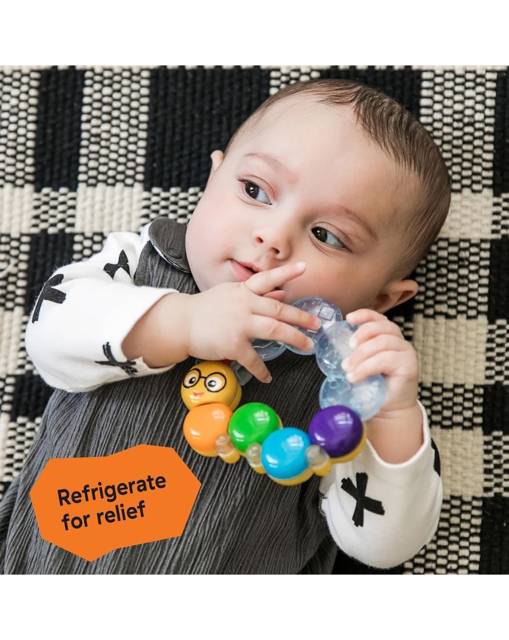 Baby einstein κουδουνίστρα & μασητικό οδοντοφυΐα teether pillar rattle & chill 3m+ - Babyeinstein