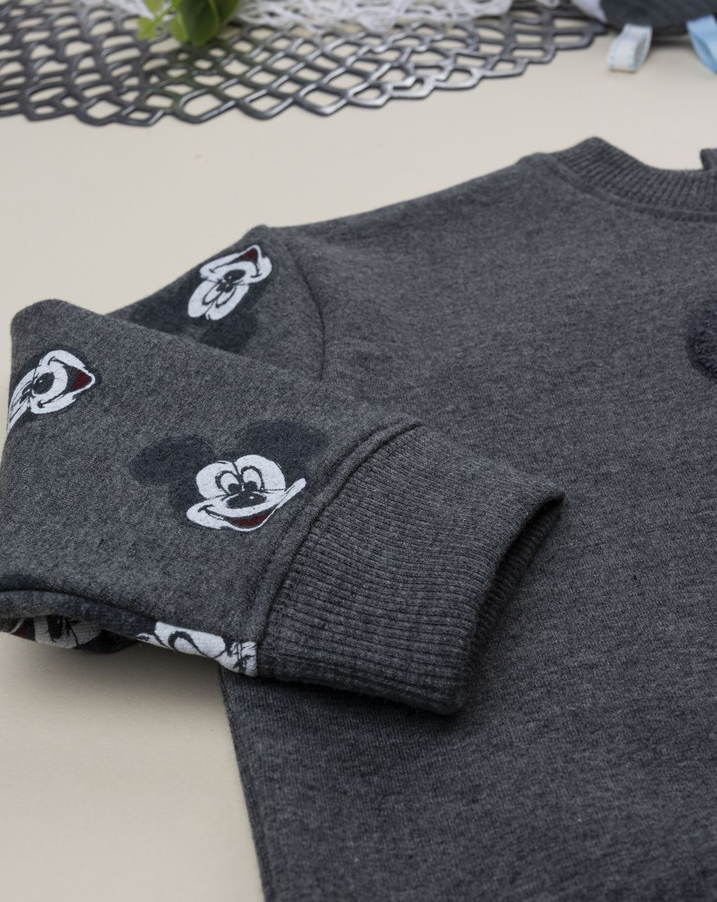 βρεφική μπλούζα φούτερ γκρι mickey για αγόρι - Prénatal