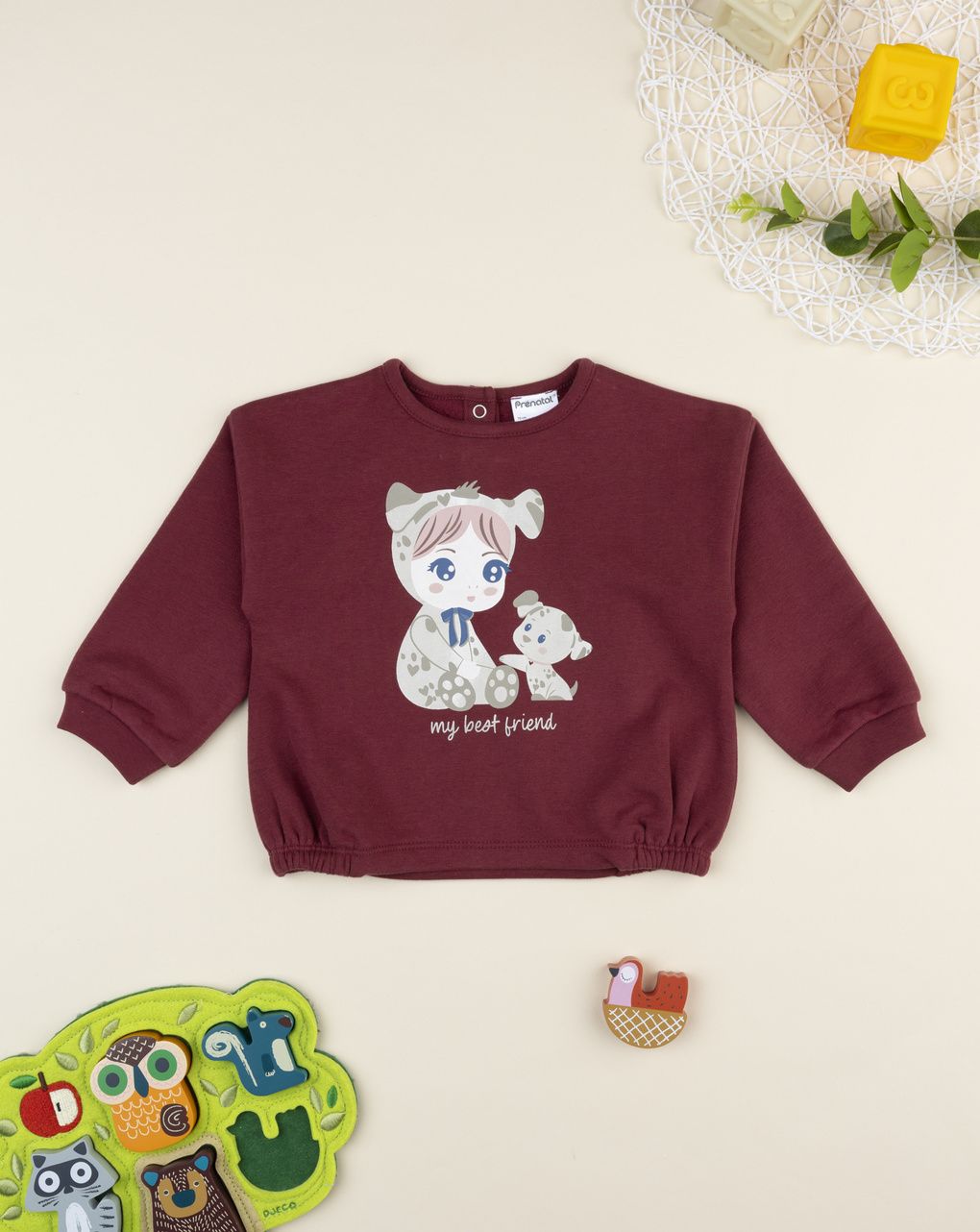 βρεφική μπλούζα φούτερ μπορντώ best friend για κορίτσι - Prénatal