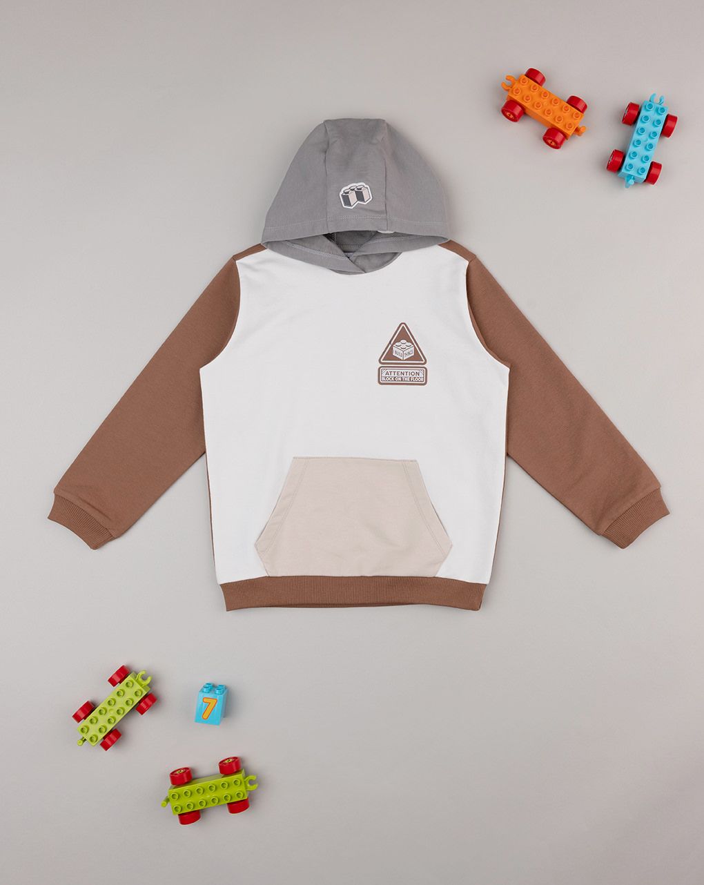 παιδική μπλούζα φούτερ καφέ build για αγόρι