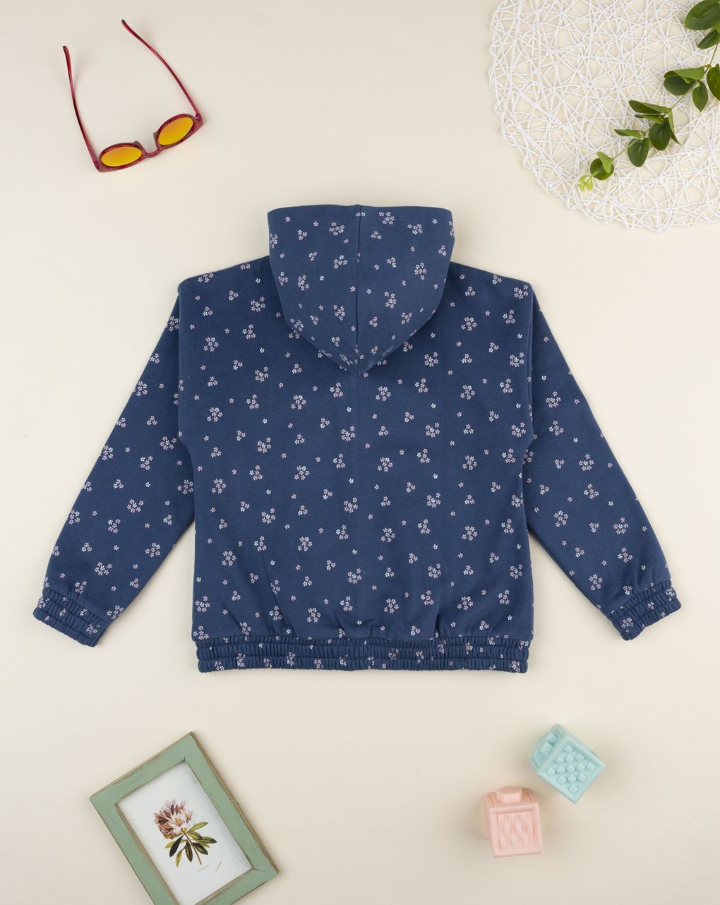 παιδική ζακέτα φούτερ μπλε φλοράλ για κορίτσι - Prénatal