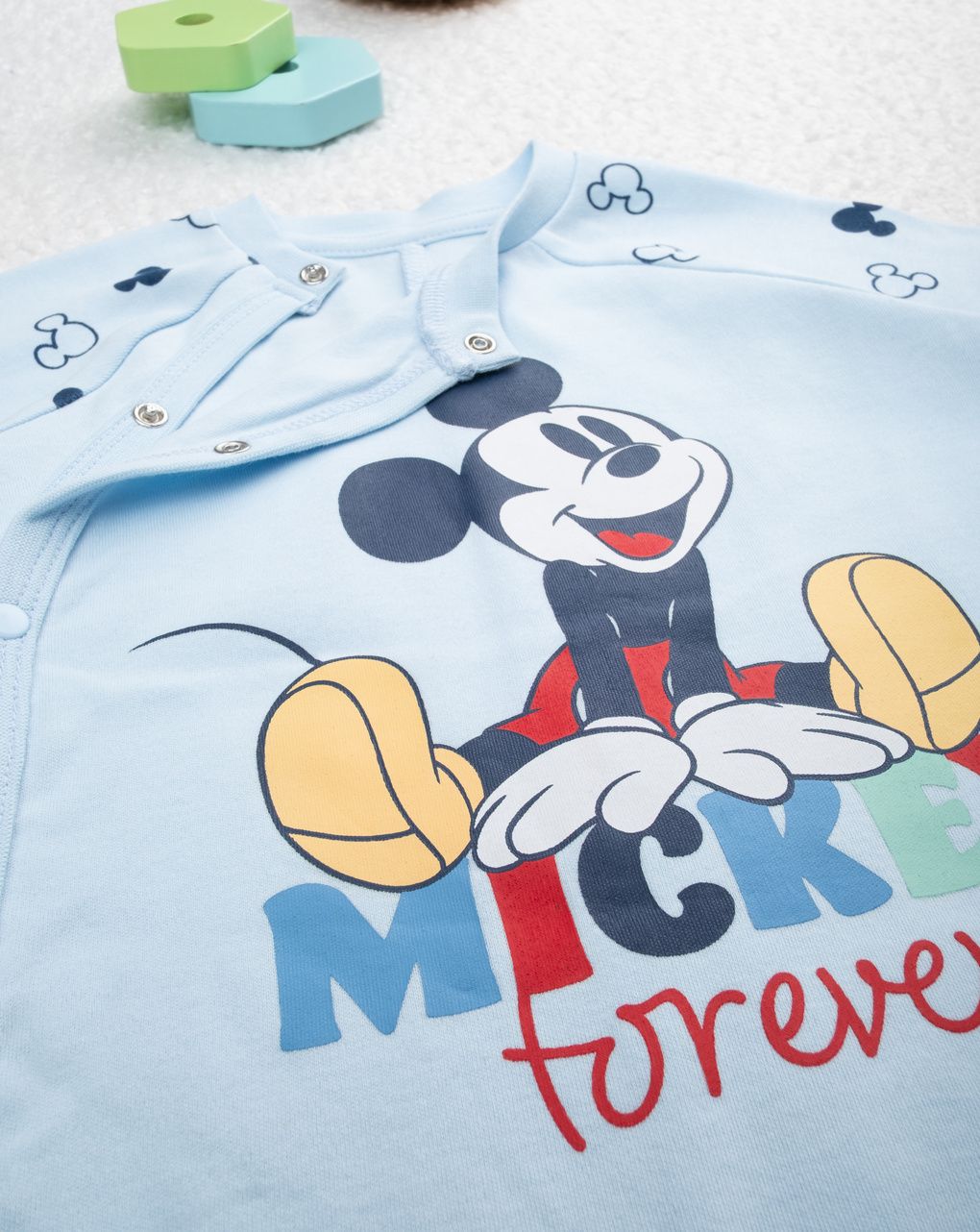 βρεφική ολόσωμη πιτζάμα γαλάζια mickey για αγόρι - Prénatal