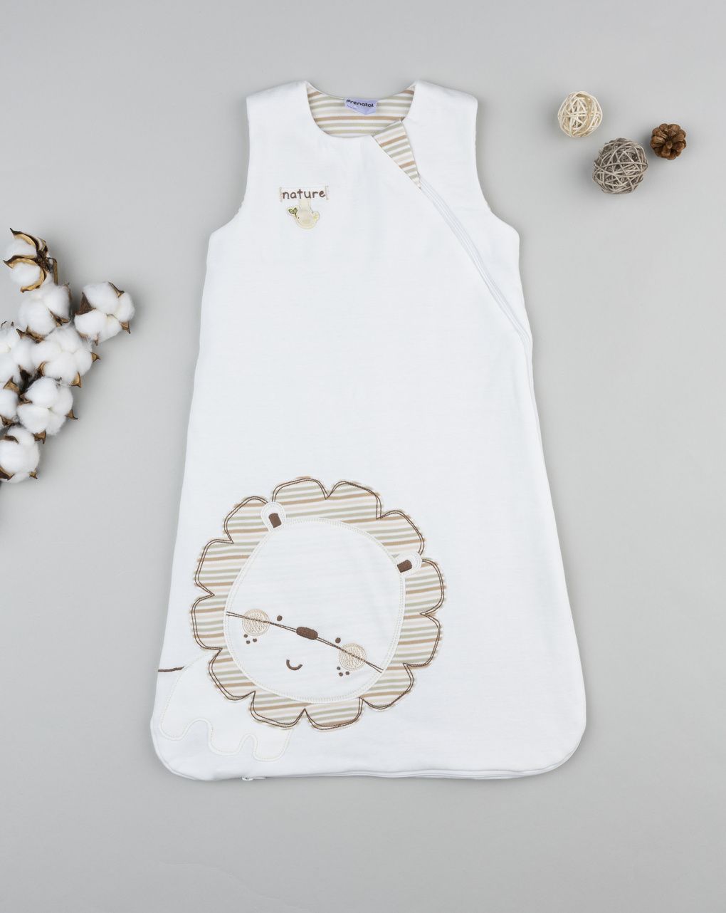 βρεφικός αμάνικος υπνόσακος σενίλ λευκός lion 1.0 tog - Prénatal
