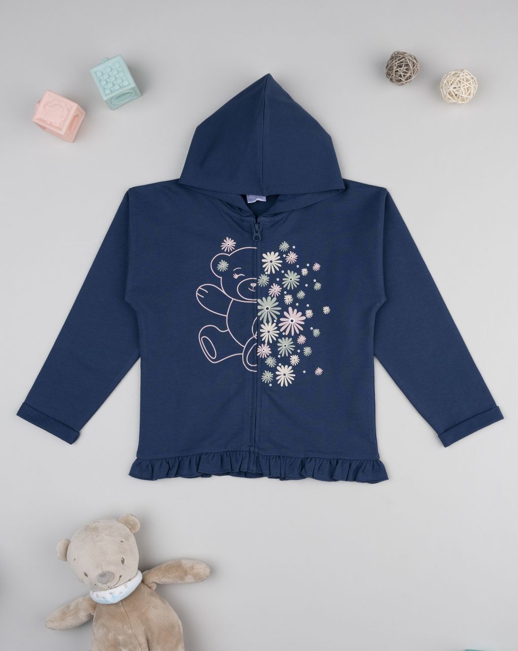 παιδική ζακέτα φούτερ μπλε με αρκουδάκι για κορίτσι - Prénatal