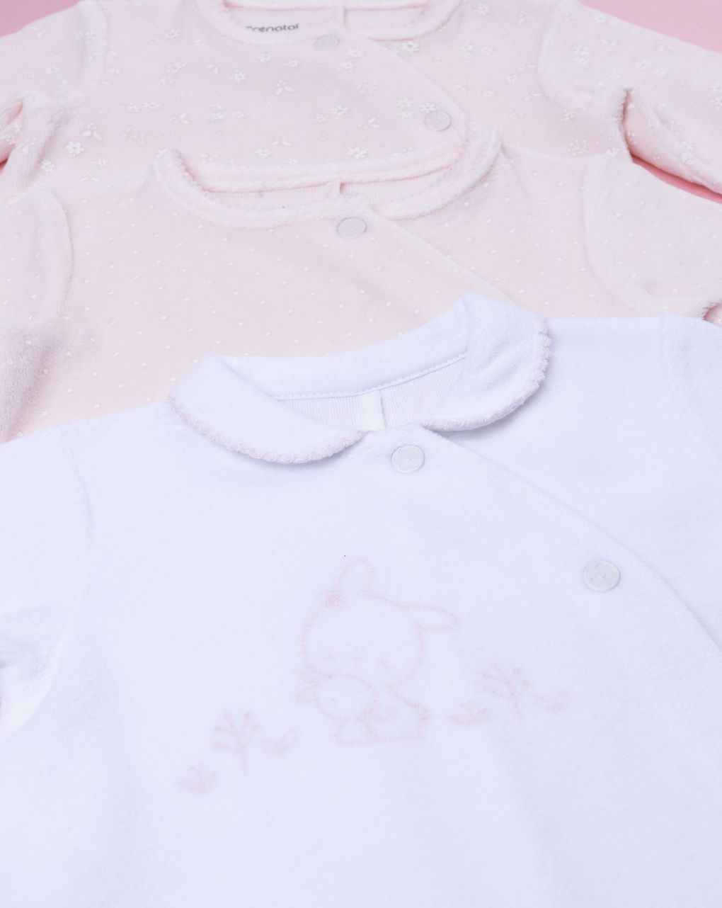 βρεφικά φορμάκια σενίλ με λαγουδάκια πακέτο x3 για κορίτσι - Prénatal