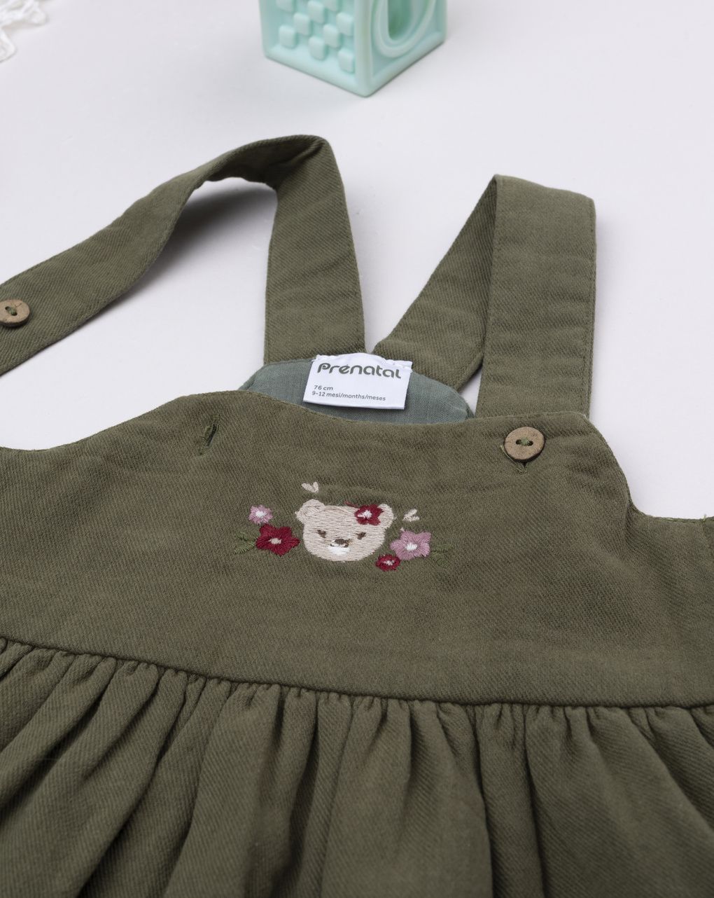 βρεφικό φόρεμα σαλοπέτα twill κυπαρισσί wood για κορίτσι - Prénatal