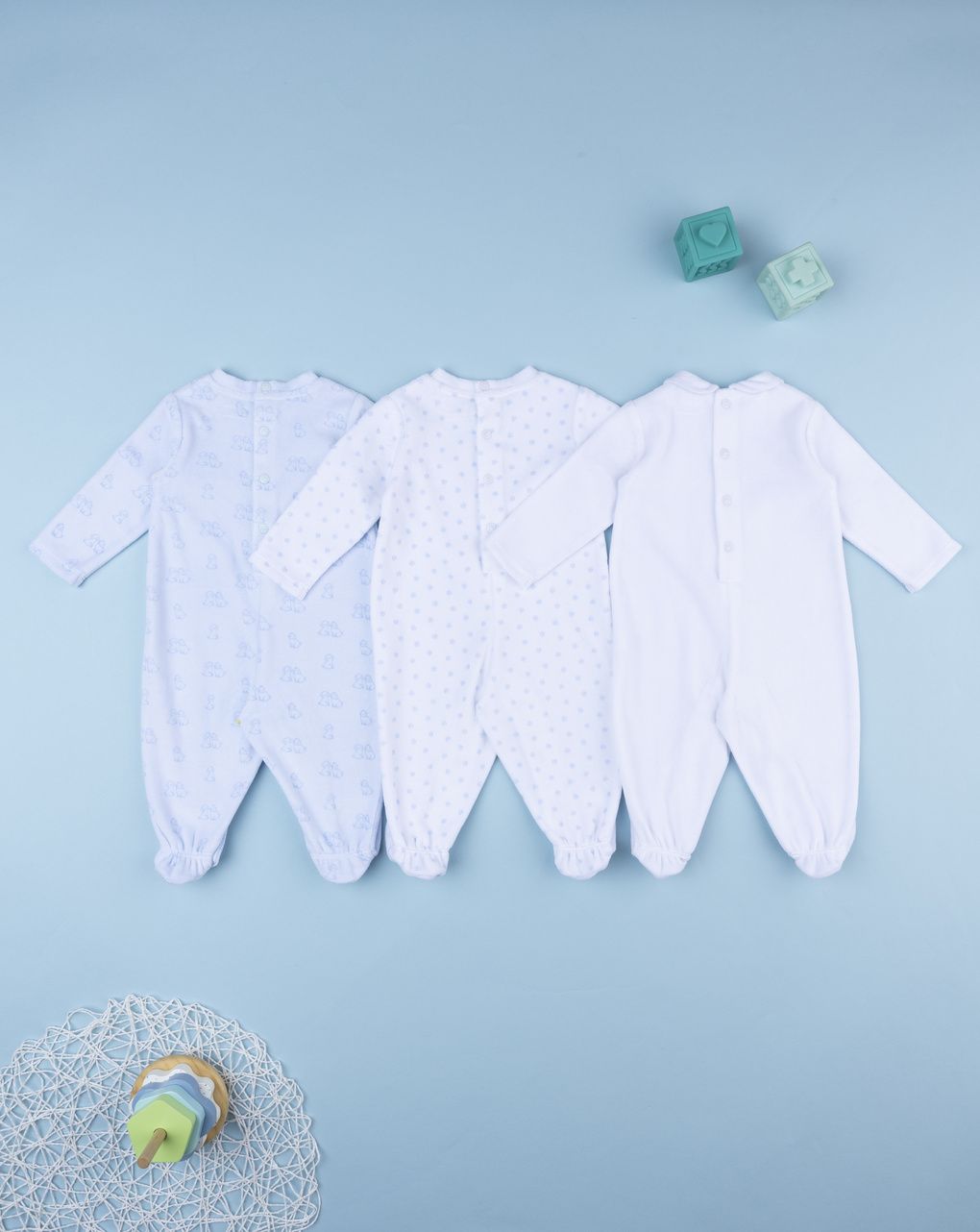 βρεφικά φορμάκια σενίλ με σκυλάκια πακέτο x3 για αγόρι - Prénatal