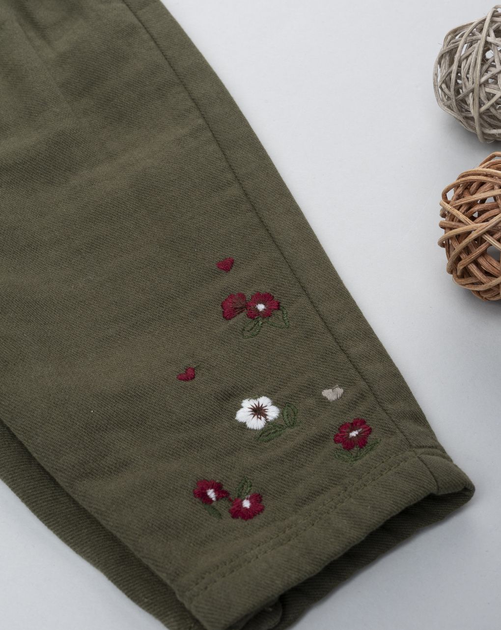 βρεφικό παντελόνι twill χακί wood girl για κορίτσι - Prénatal