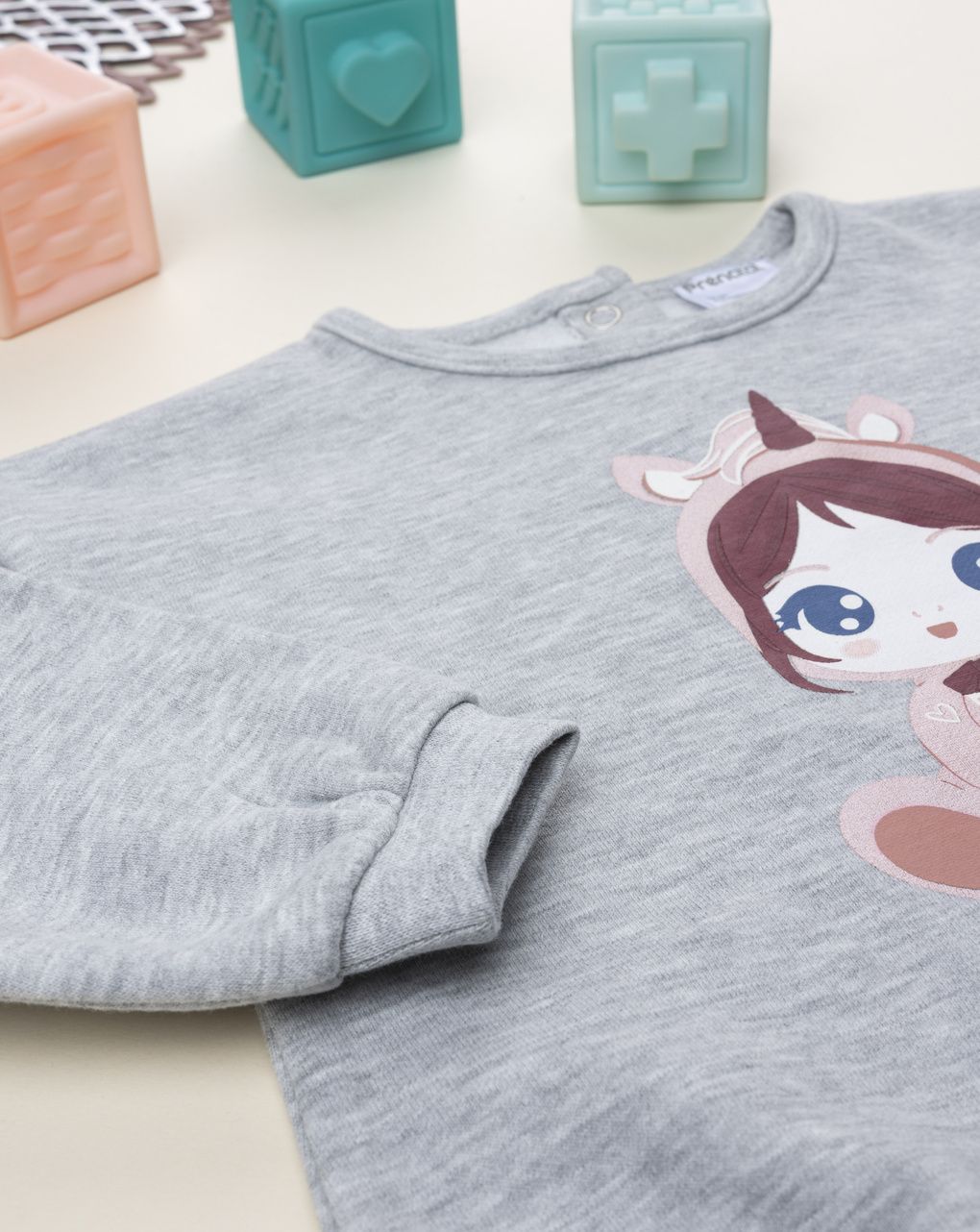 βρεφική μπλούζα φούτερ γκρι best friend για κορίτσι - Prénatal