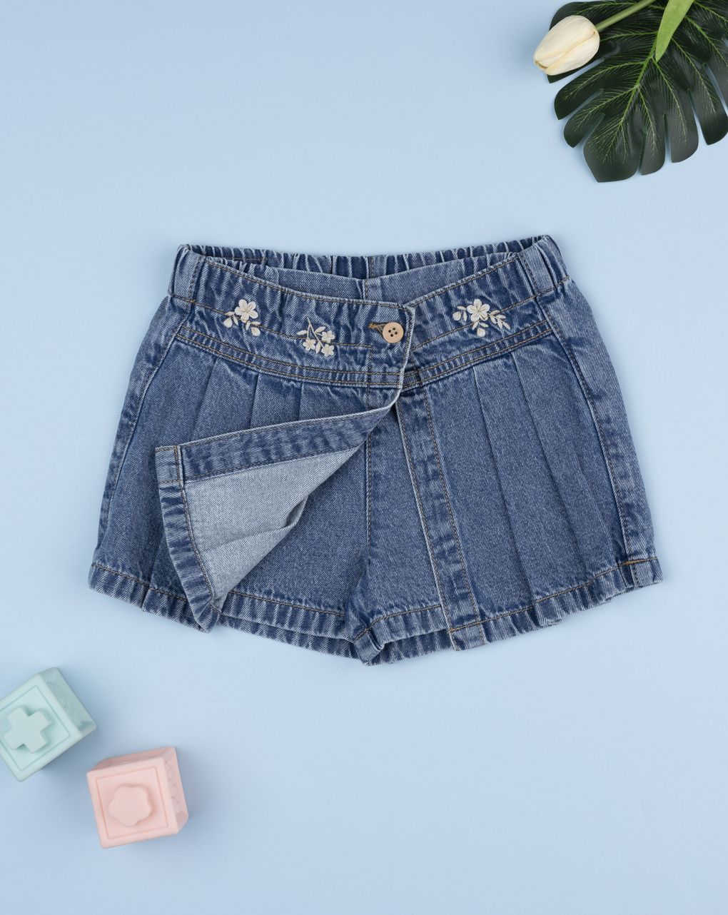 παιδικό τζιν σορτσάκι-φούστα flowers για κορίτσι - Prénatal