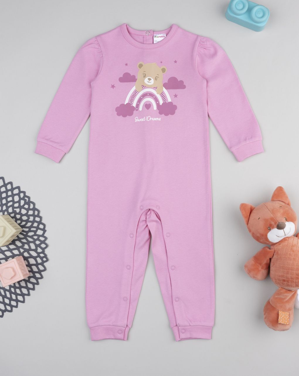 βρεφική ολόσωμη πιτζάμα ροζ sweet dreams για κορίτσι - Prénatal