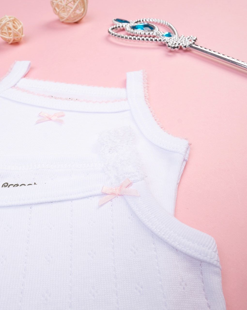 βρεφικά κορμάκια λευκά με φιογκάκια πακέτο x2 για κορίτσι - Prénatal
