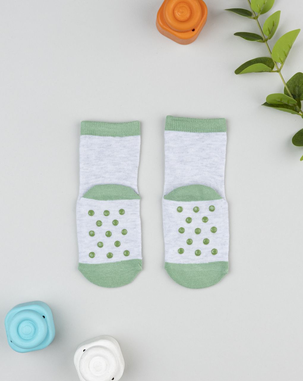 βρεφικές αντιολισθητικές κάλτσες με δεινόσαυρο για αγόρι - Prénatal