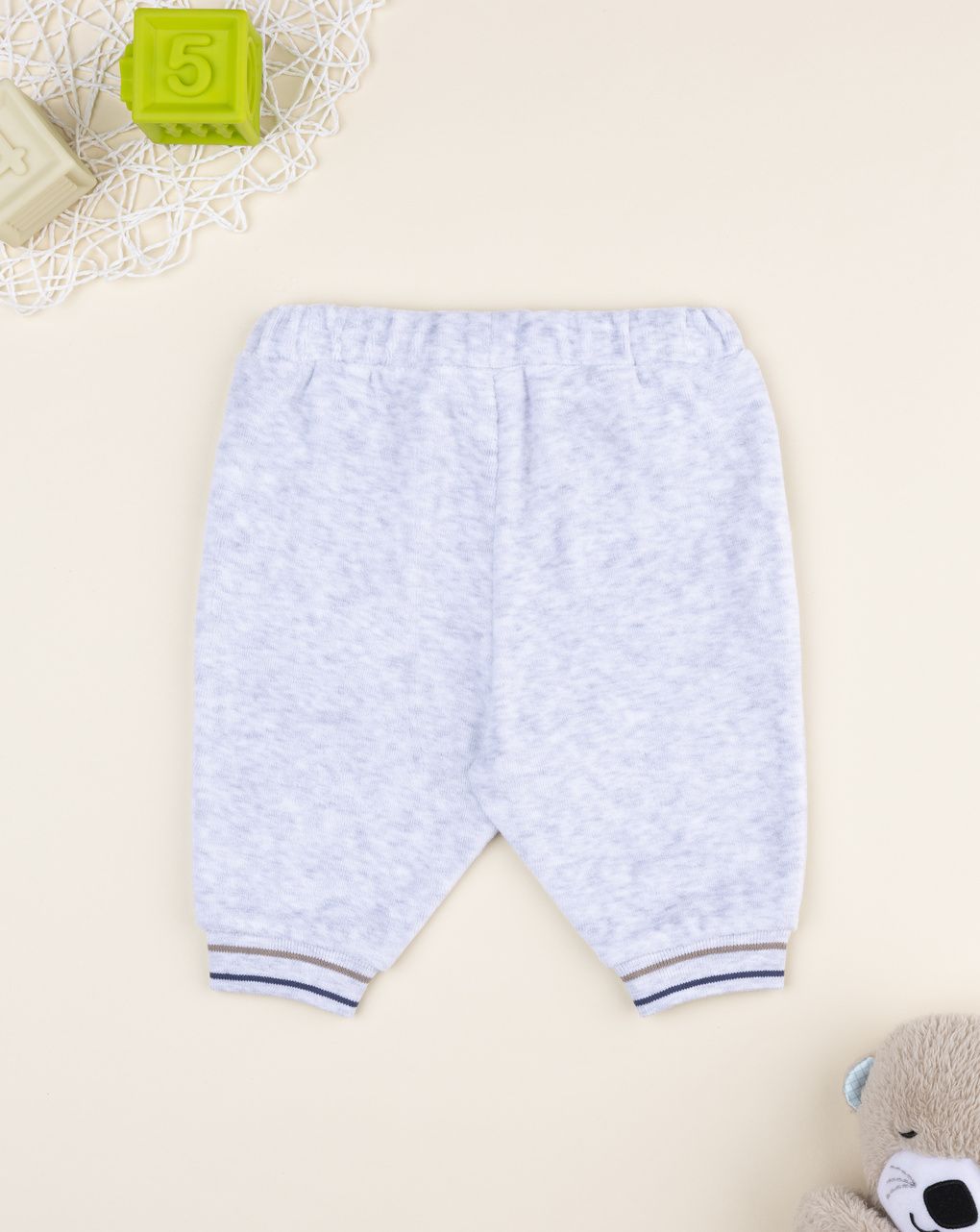 βρεφικό παντελόνι φόρμας βελουτέ γκρι με αρκουδάκι για αγόρι - Prénatal