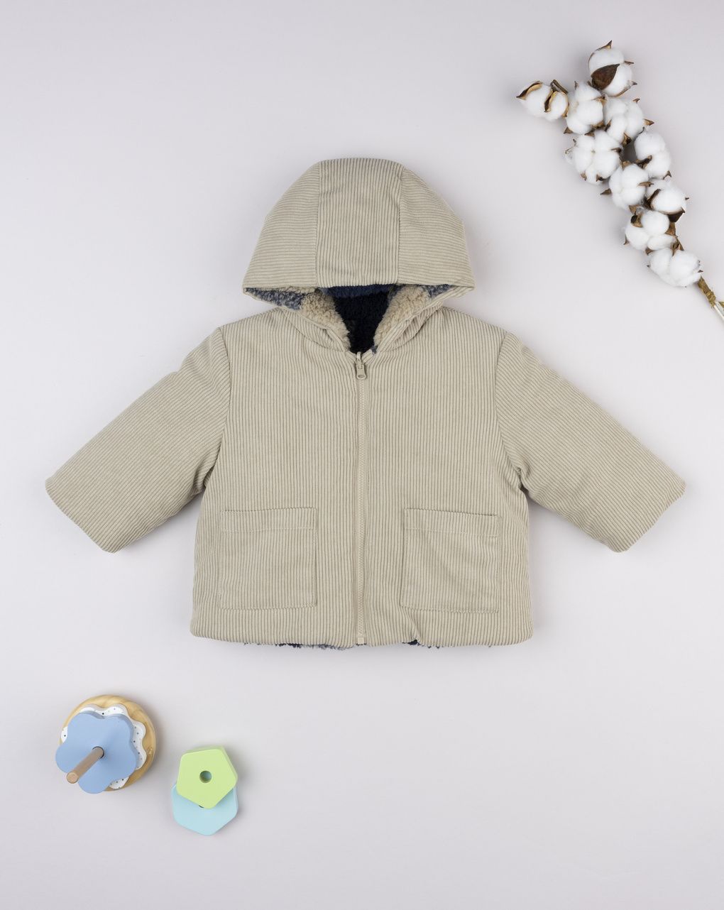 βρεφικό μπουφάν μπεζ/καρό για αγόρι