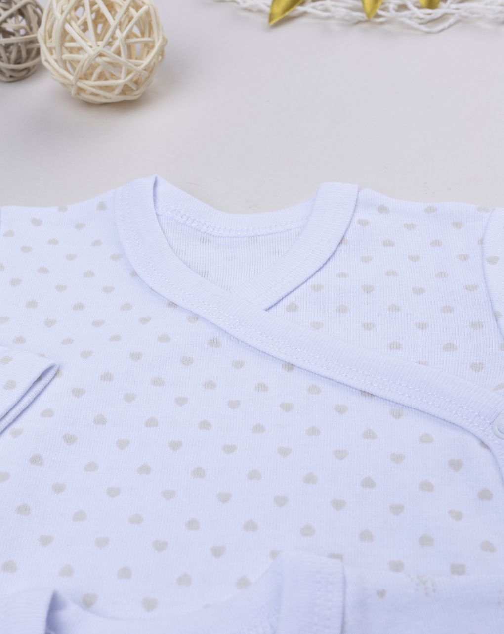 βρεφικά κορμάκια λευκά με καρδούλες πακέτο x2 για κορίτσι - Prénatal