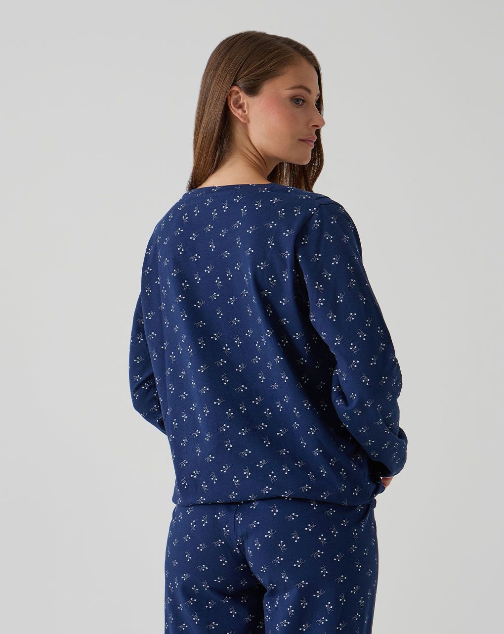 γυναικεία πιτζάμα εγκυμοσύνης/θηλασμού μπλε φλοράλ - Prénatal