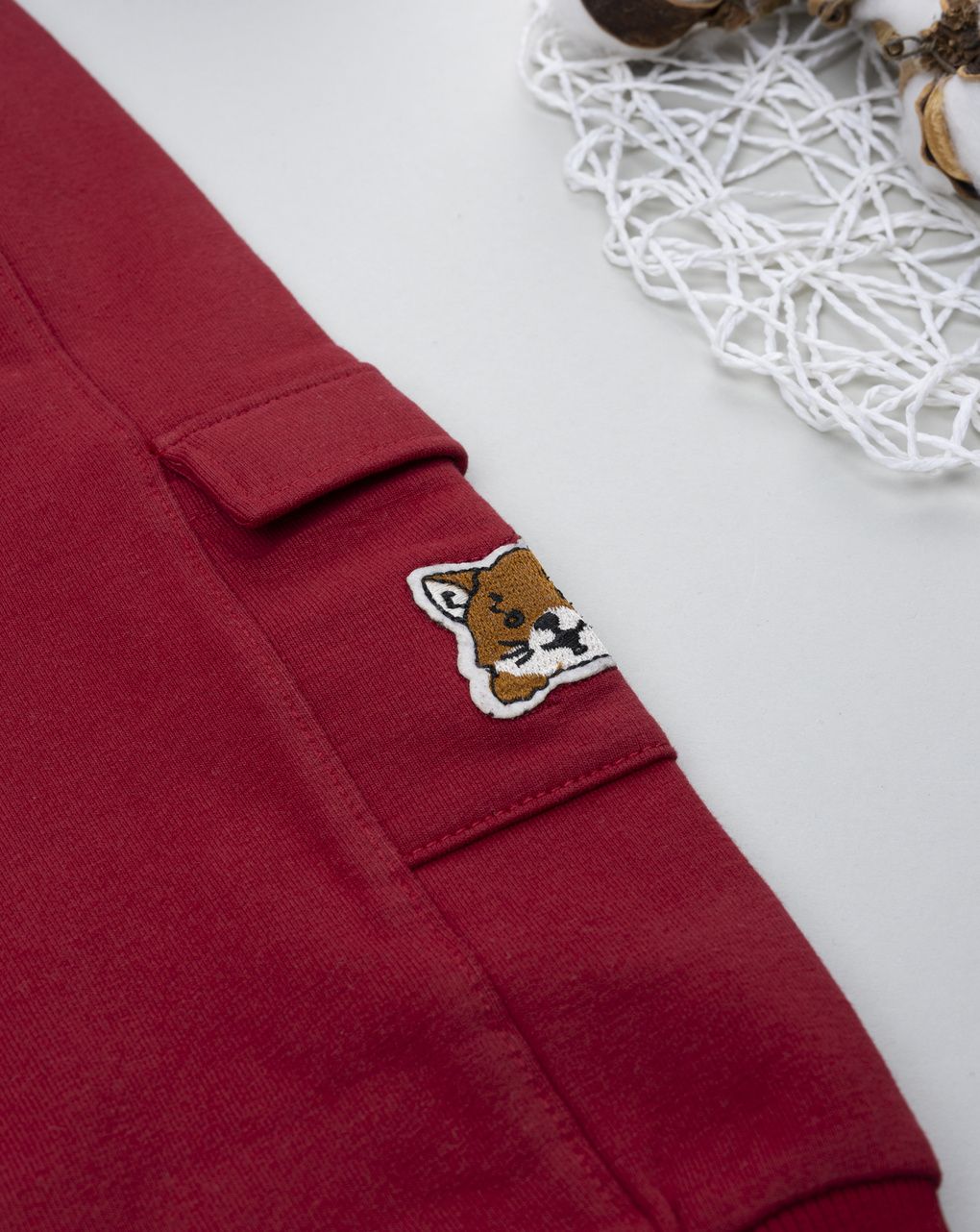 βρεφικό παντελόνι φούτερ μπορντώ με αλεπού για αγόρι - Prénatal