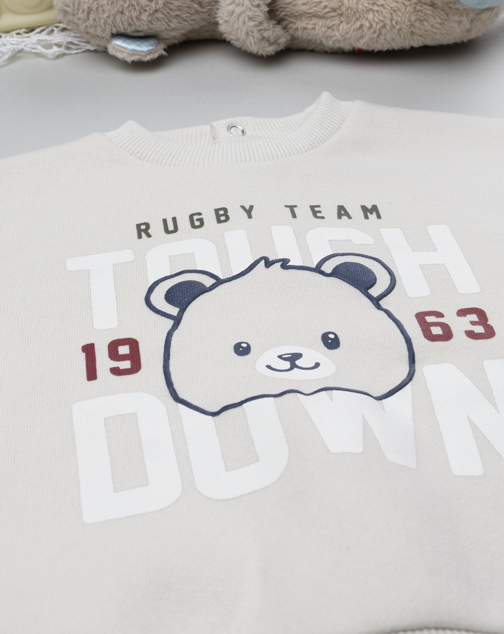 βρεφική μπλούζα φούτερ κρεμ rugby team για αγόρι - Prénatal