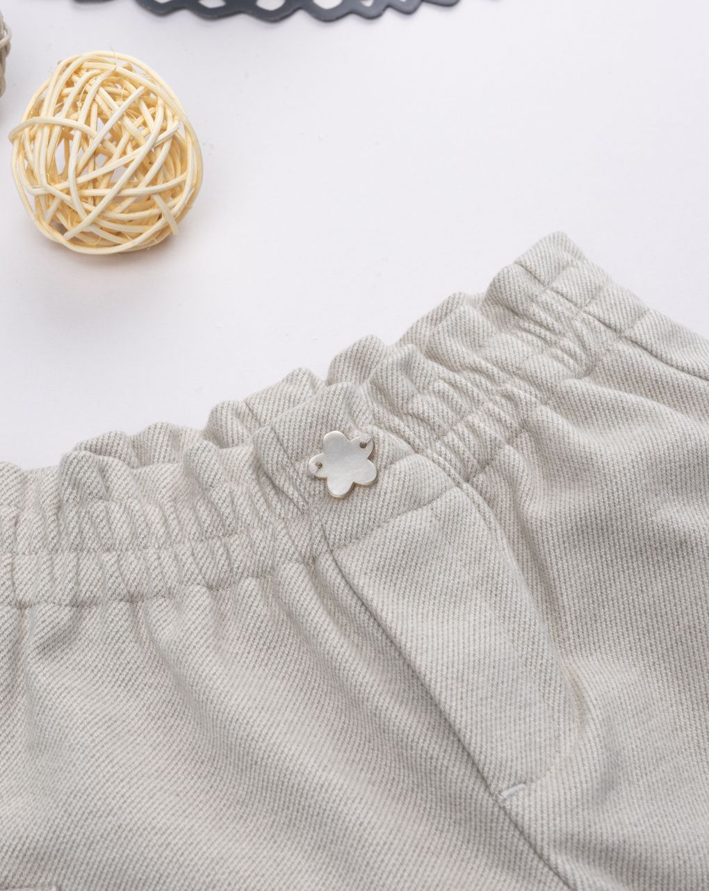 βρεφικό παντελόνι μπεζ με λουλούδια για κορίτσι - Prénatal