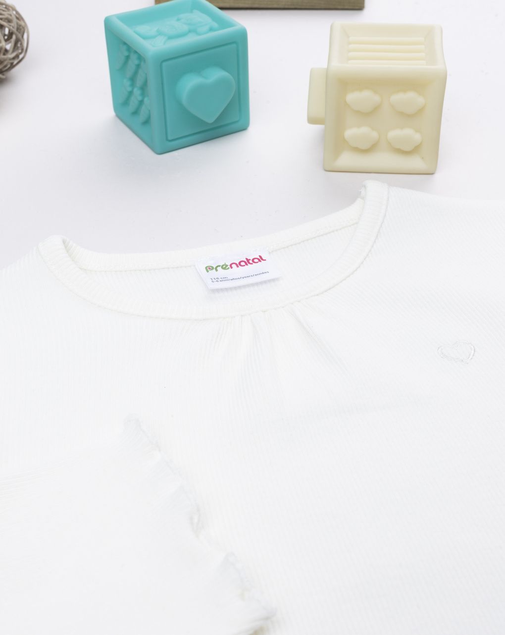 παιδική μπλούζα λευκή ριμπ με καρδούλα για κορίτσι - Prénatal