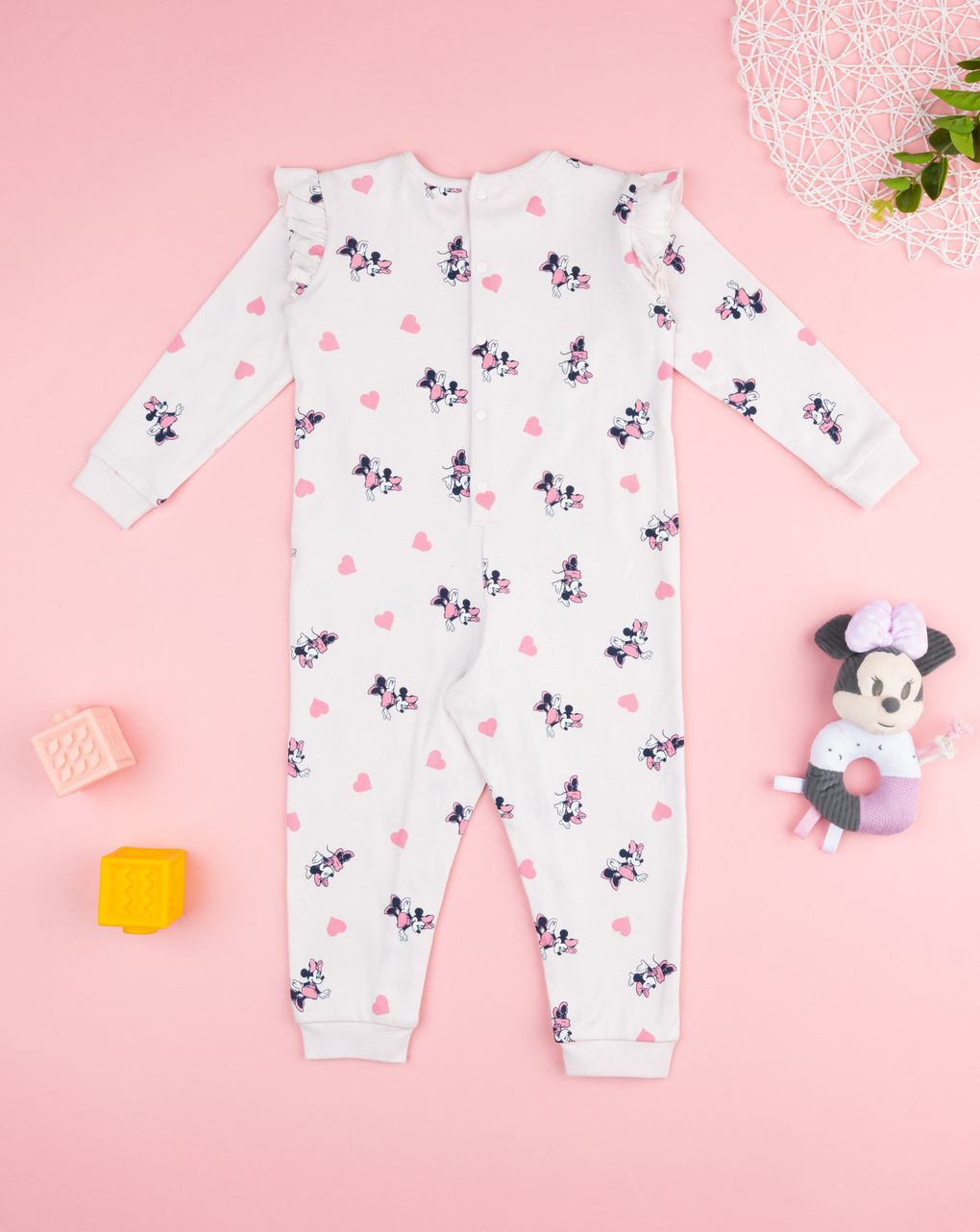 βρεφική ολόσωμη πιτζάμα λευκή minnie για κορίτσι - Prénatal