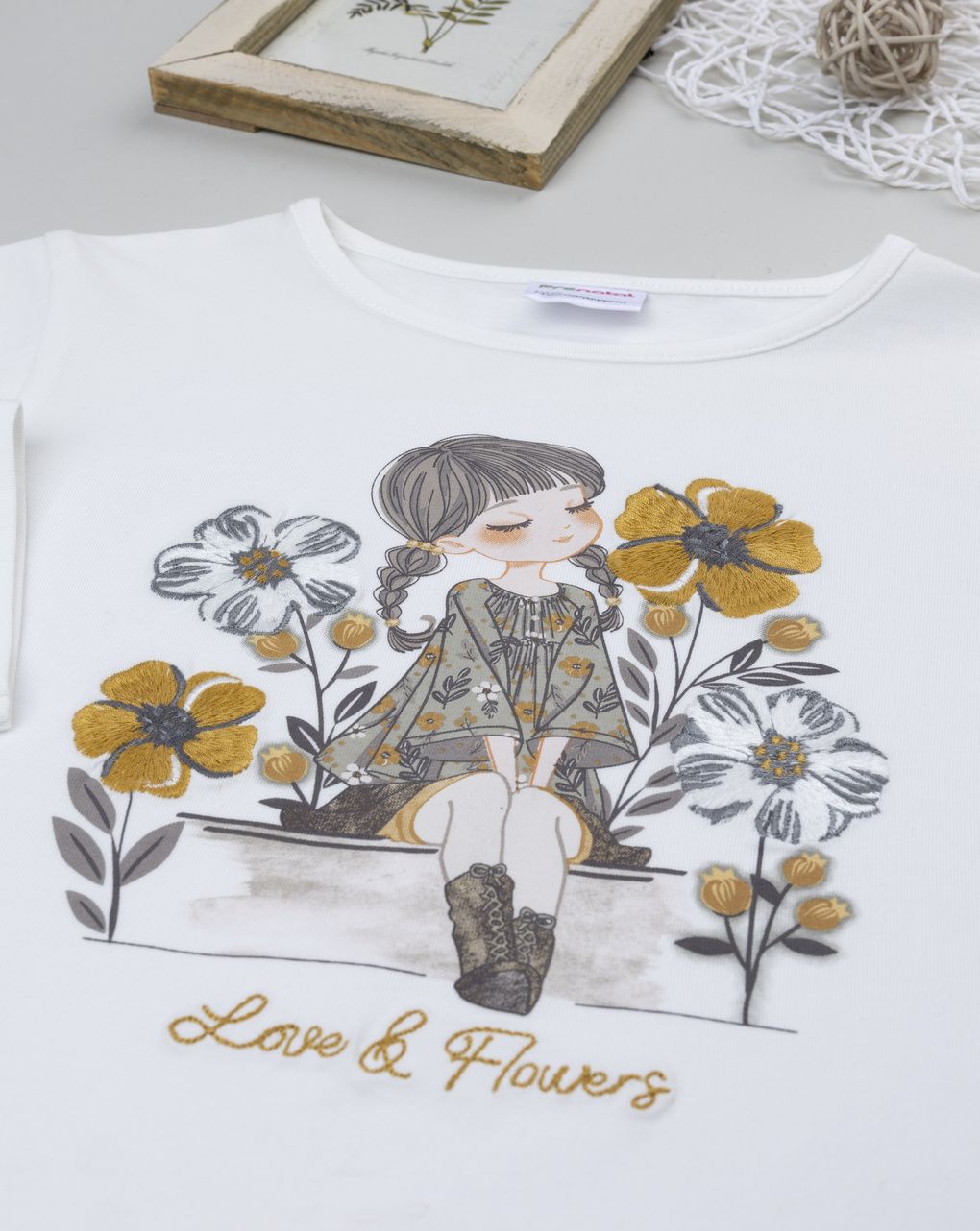 παιδική μπλούζα λευκή love & flowers για κορίτσι - Prénatal