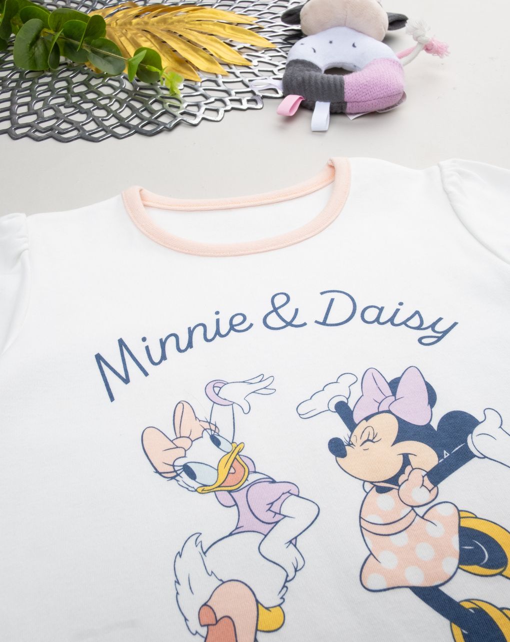 παιδική πιτζάμα λευκή/σομόν minnie & daisy για κορίτσι - Prénatal