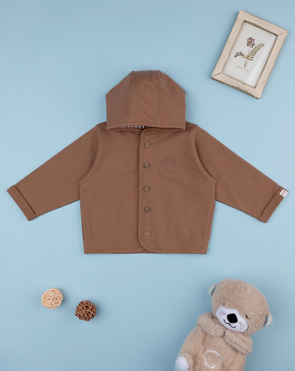 βρεφική ζακέτα καφέ happiness mood για αγόρι