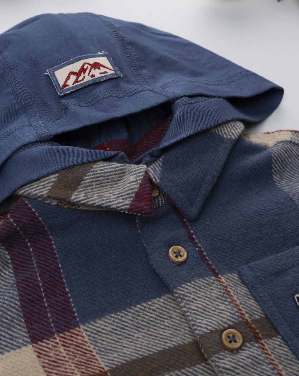 βρεφικό πουκάμισο καρό μπεζ/μπλε mountain για αγόρι - Prénatal