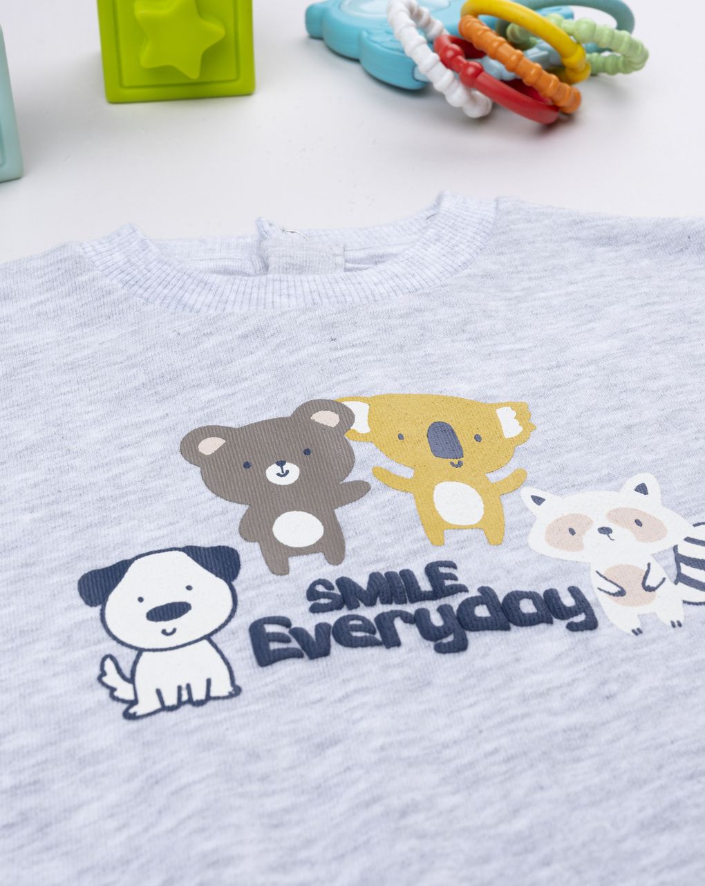 βρεφική μπλούζα φούτερ γκρι smile everyday για αγόρι - Prénatal