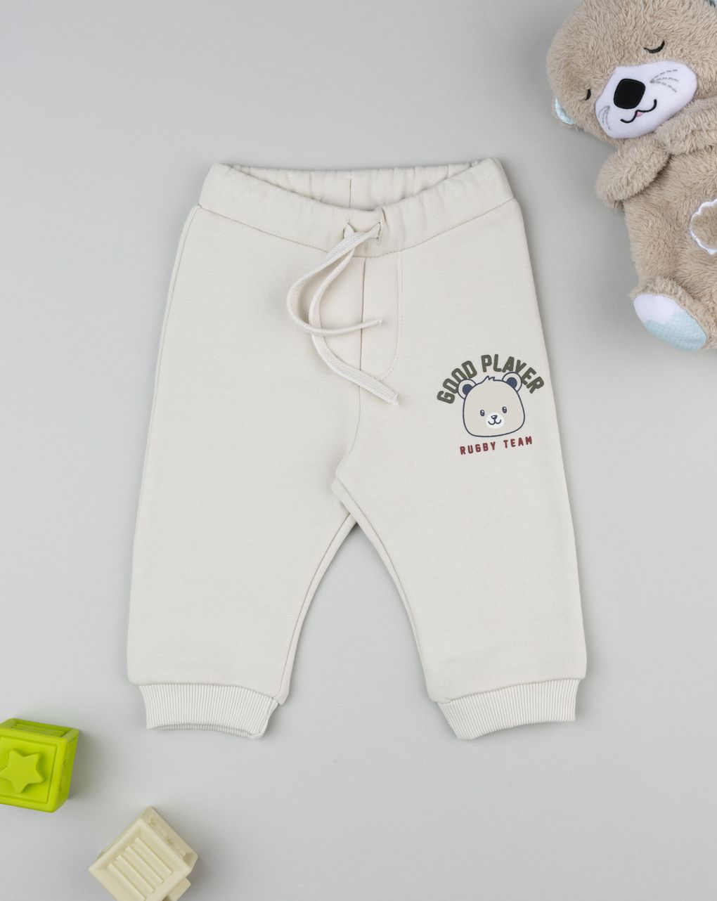 βρεφικό παντελόνι φόρμας κρεμ good player για αγόρι