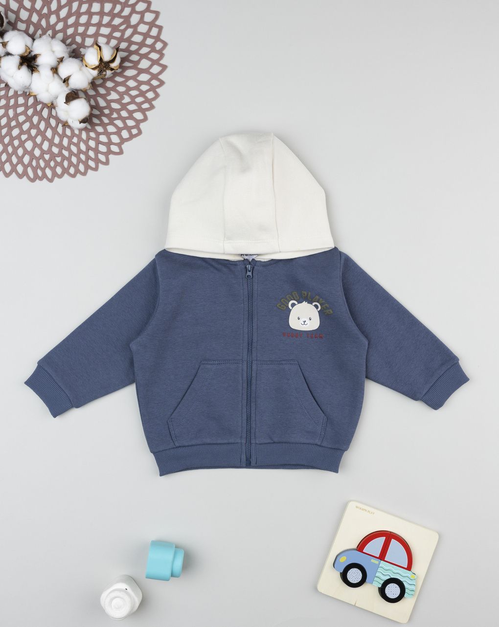 βρεφική ζακέτα φούτερ μπλε good player για αγόρι