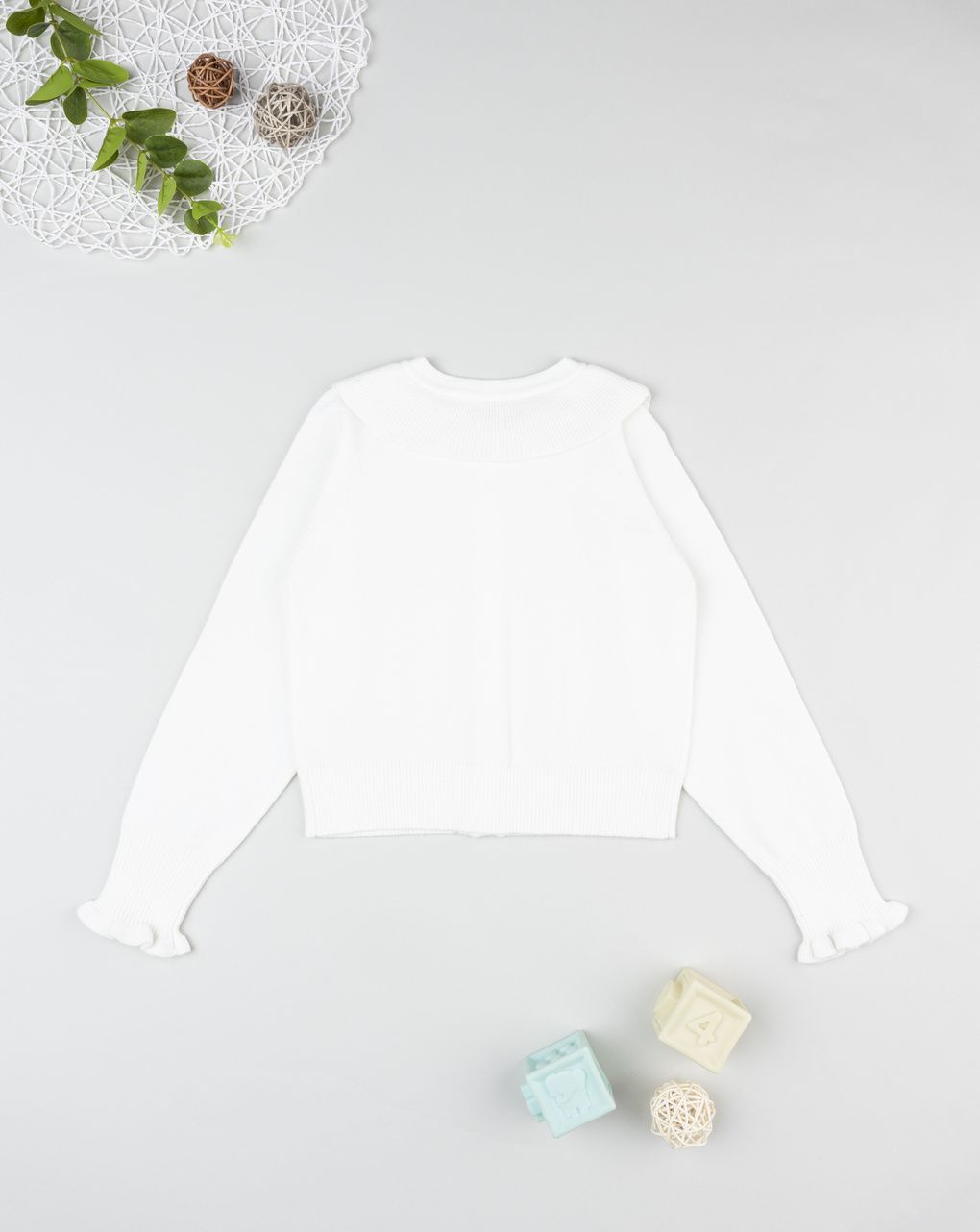 παιδική ζακέτα πλεκτή λευκή με λουλούδια για κορίτσι - Prénatal