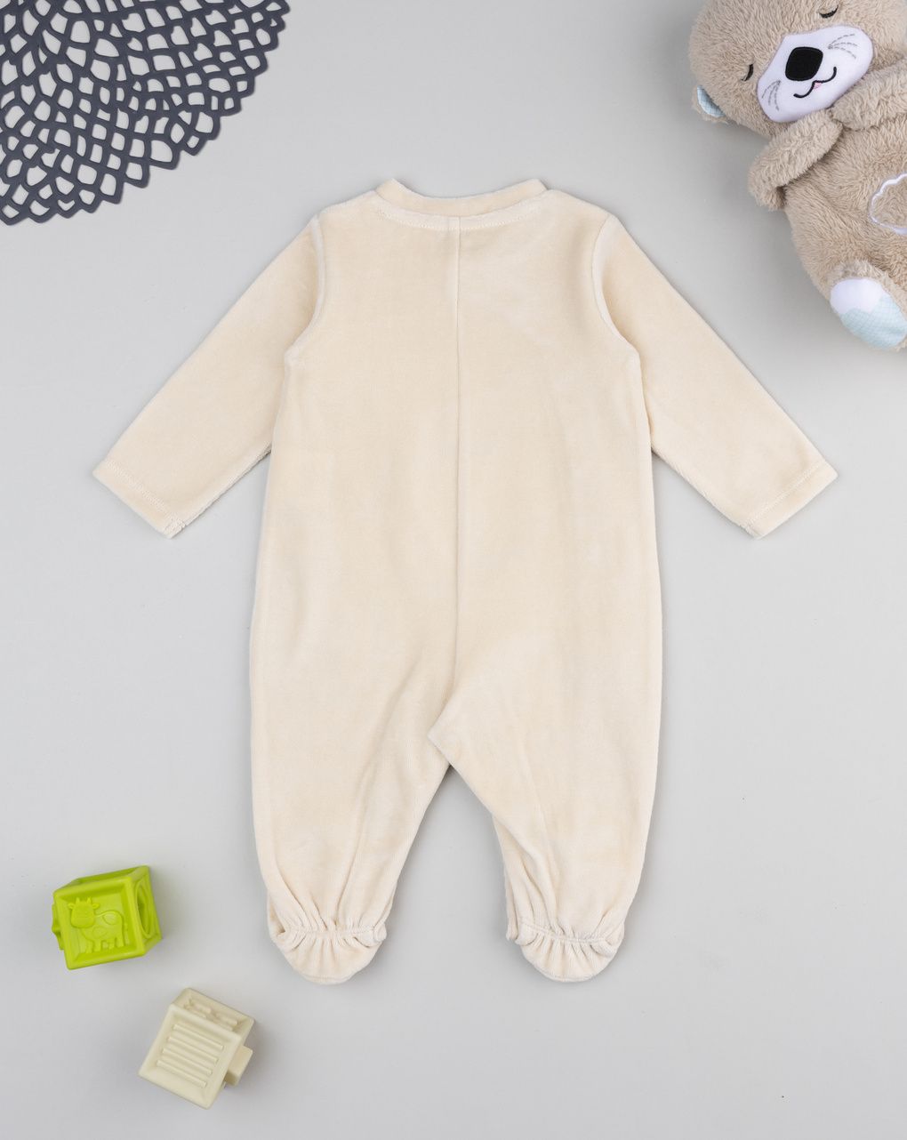 βρεφικό φορμάκι μπεζ σενίλ giraffe/lion για αγόρι - Prénatal