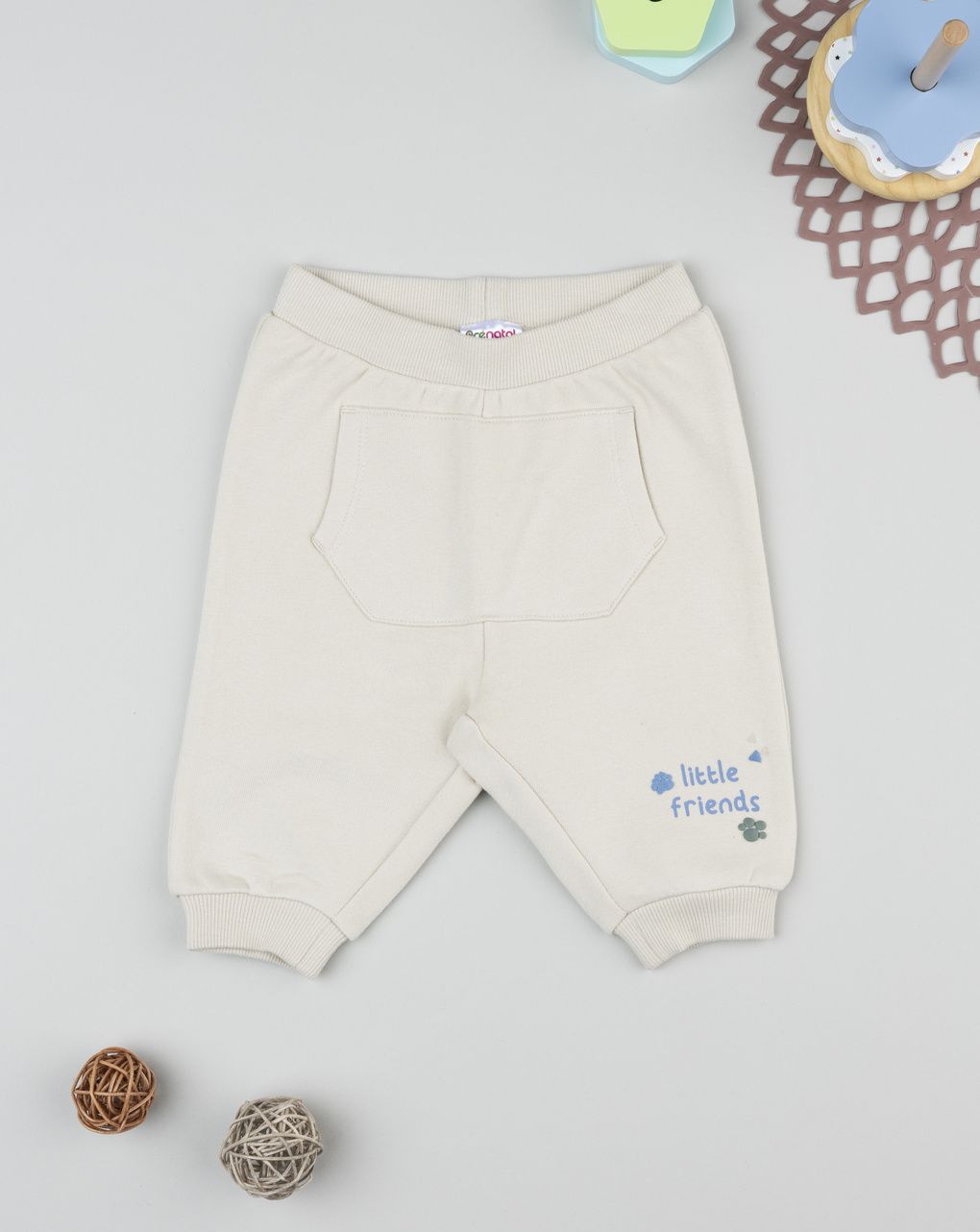 βρεφικό παντελόνι φόρμας μπεζ little friends για αγόρι