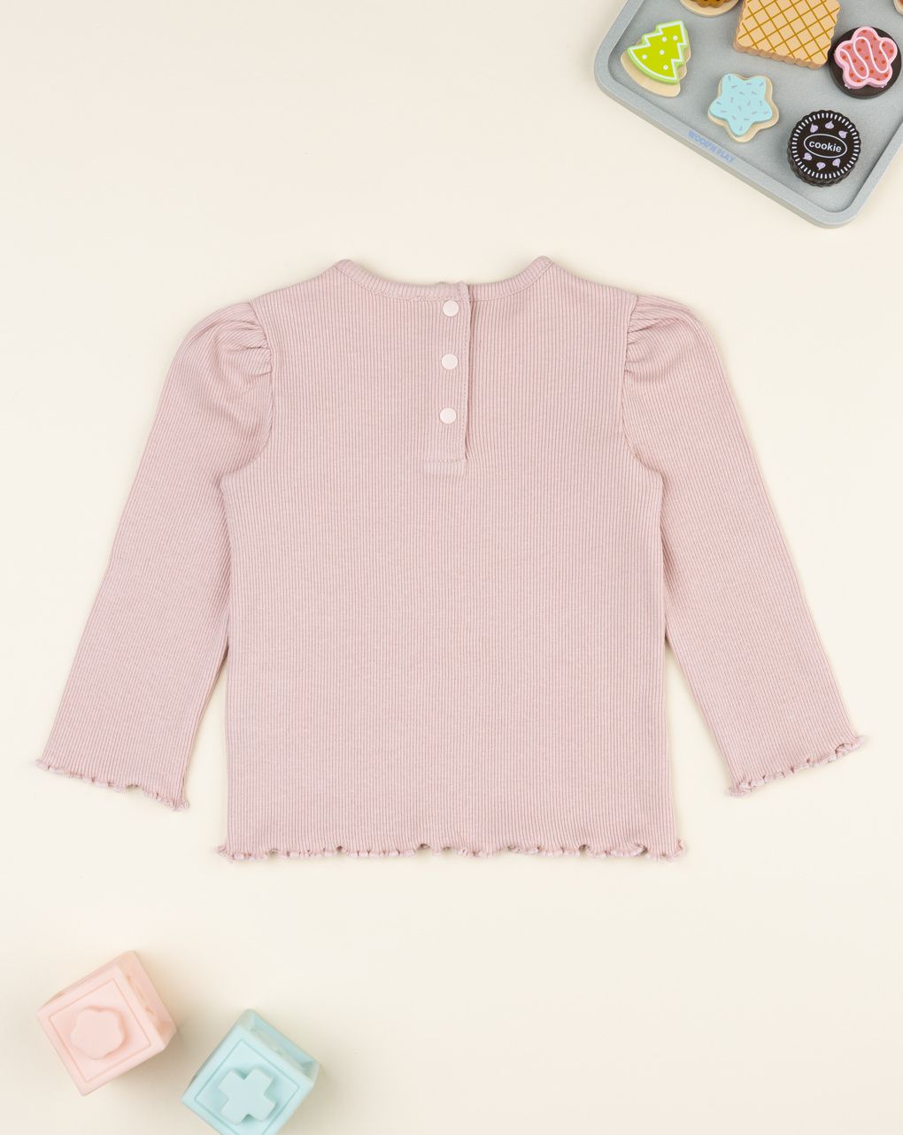 βρεφική μπλούζα ροζ ριμπ με καρδούλα για κορίτσι - Prénatal
