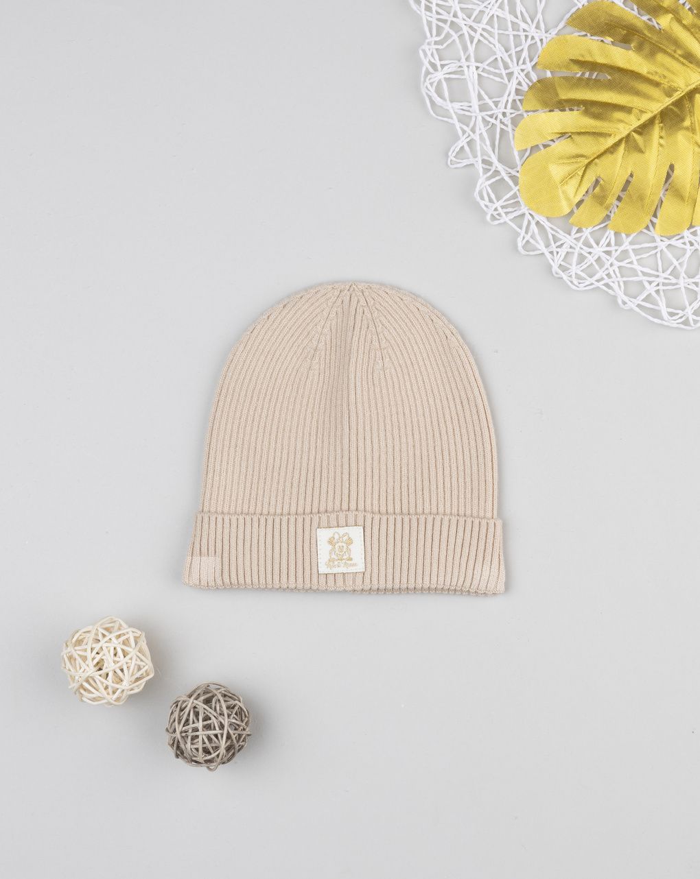 βρεφικό σκουφάκι μπεζ minnie για κορίτσι