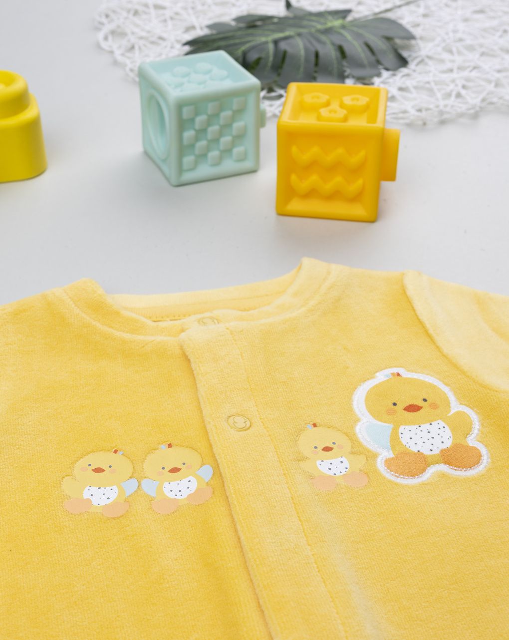 βρεφικό φορμάκι σενίλ κίτρινο baby smile unisex - Prénatal