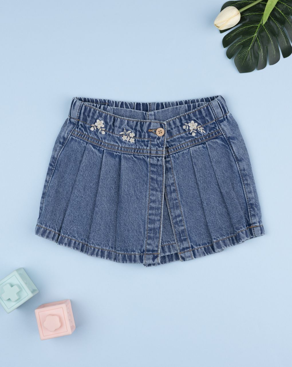 παιδικό τζιν σορτσάκι-φούστα flowers για κορίτσι