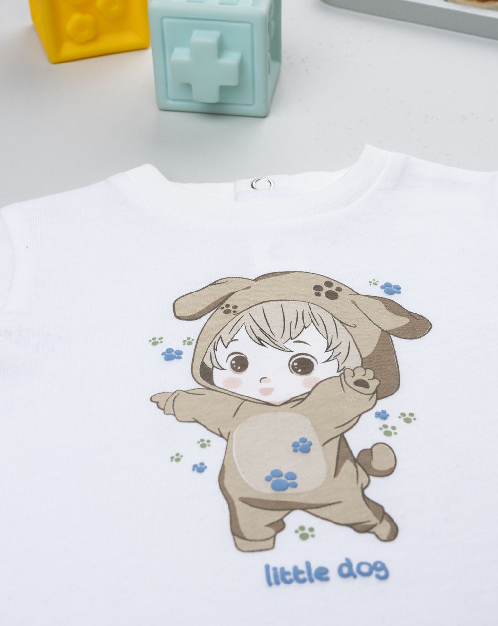 βρεφική μπλούζα λευκή little dog για αγόρι - Prénatal