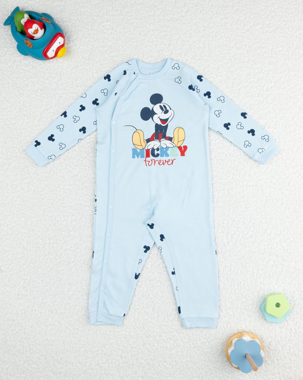 βρεφική ολόσωμη πιτζάμα γαλάζια mickey για αγόρι - Prénatal