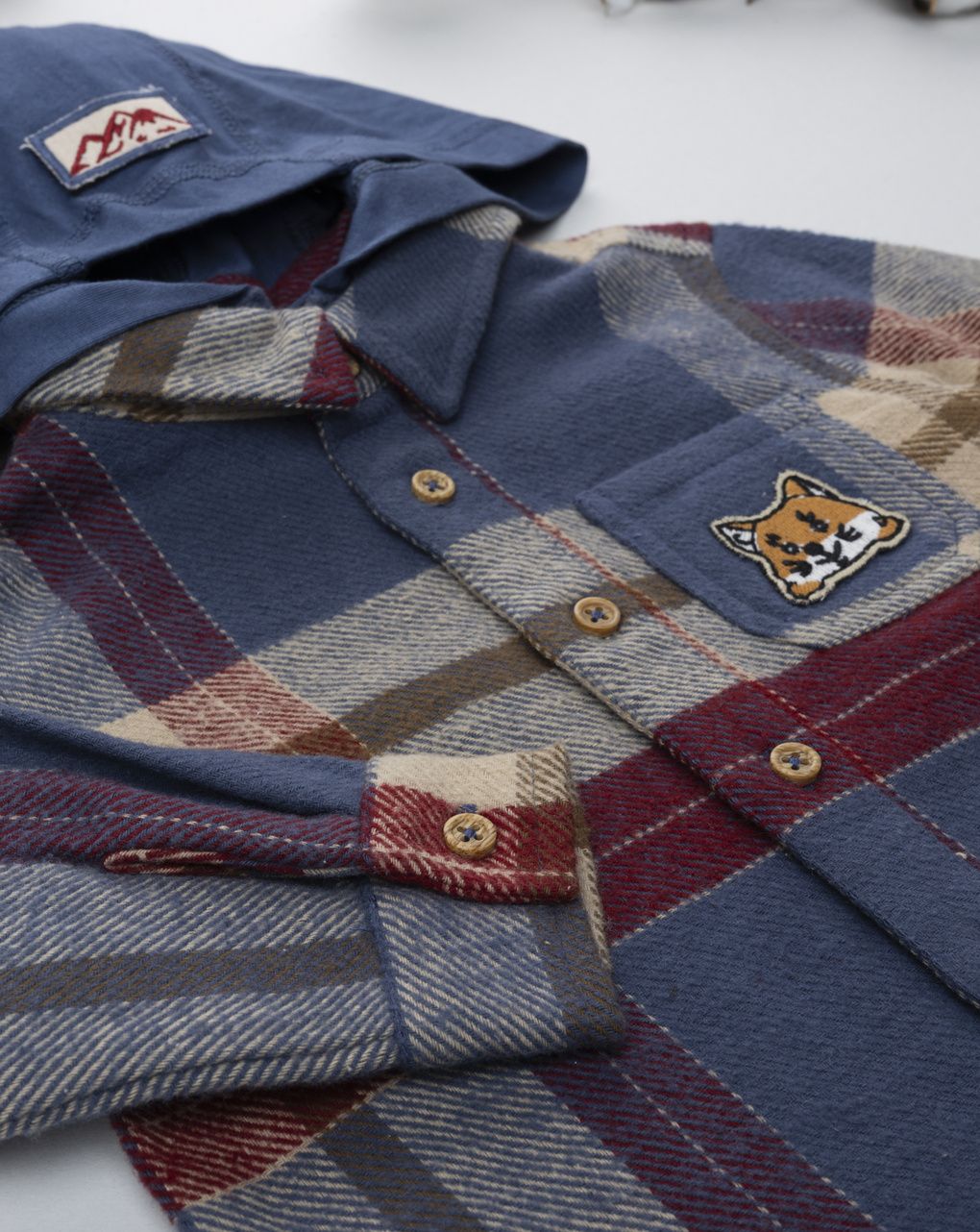 βρεφικό πουκάμισο καρό μπεζ/μπλε mountain για αγόρι - Prénatal