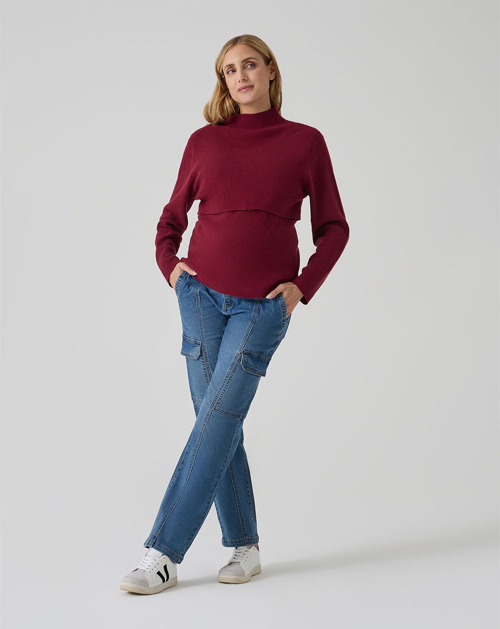 γυναικείο τζιν παντελόνι εγκυμοσύνης cargo μπλε - Prénatal