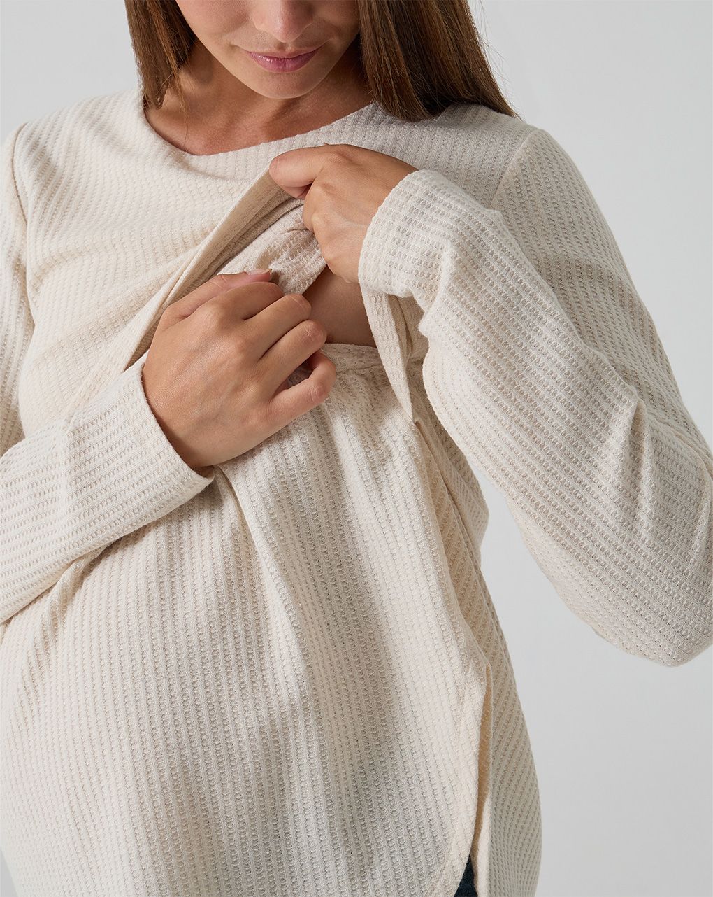 γυναικεία μπλούζα εγκυμοσύνης/θηλασμού γκοφρέ μπεζ - Prénatal