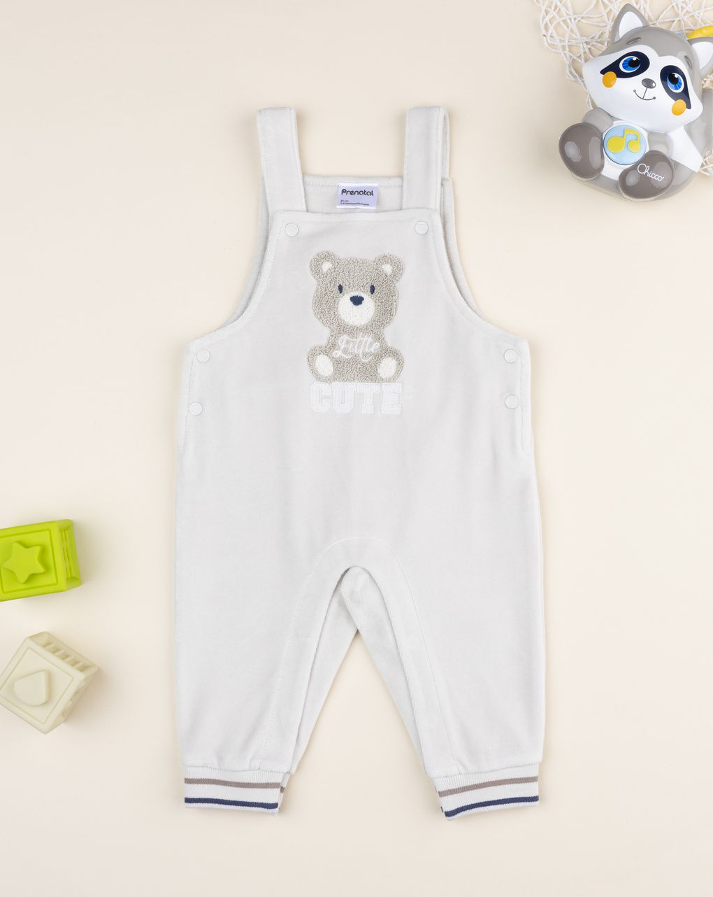 βρεφική σαλοπέτα σενίλ μπεζ little cute για αγόρι