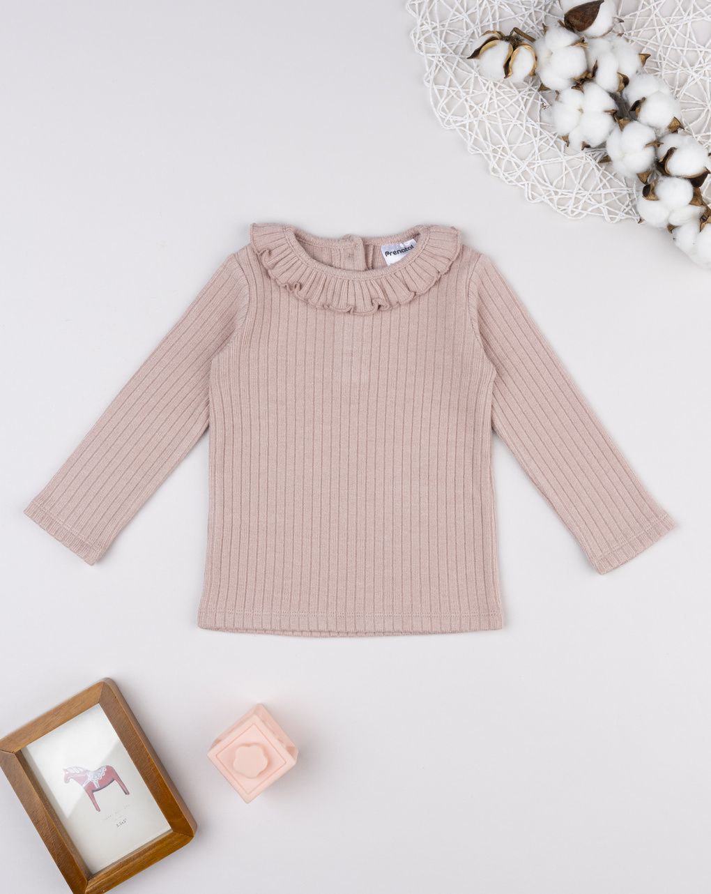 βρεφική μπλούζα ροζ ριμπ για κορίτσι - Prénatal