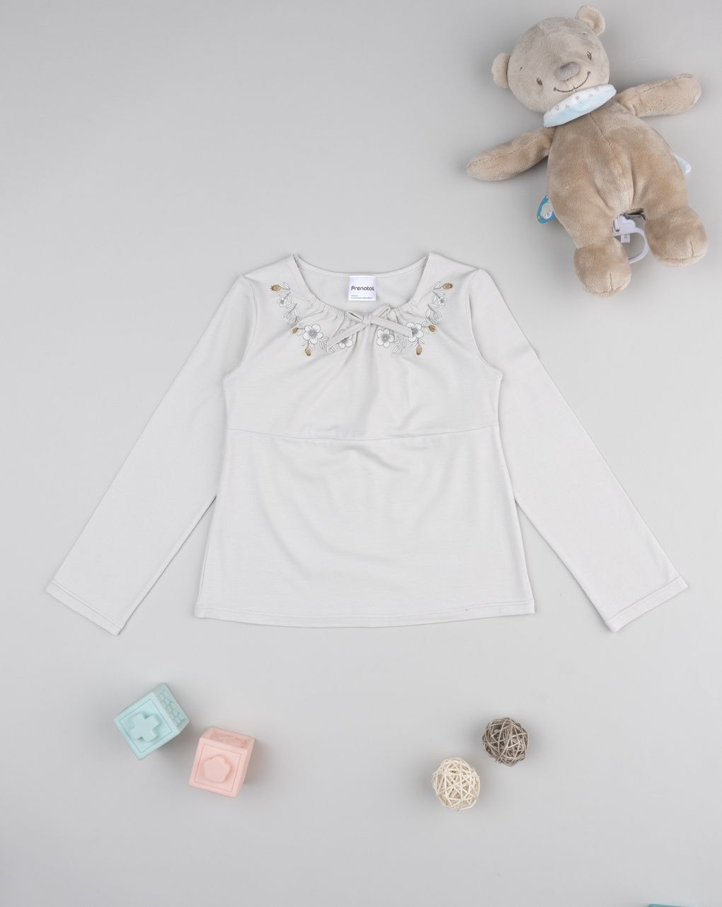 παιδική μπλούζα μπεζ με λουλούδια για κορίτσι - Prénatal