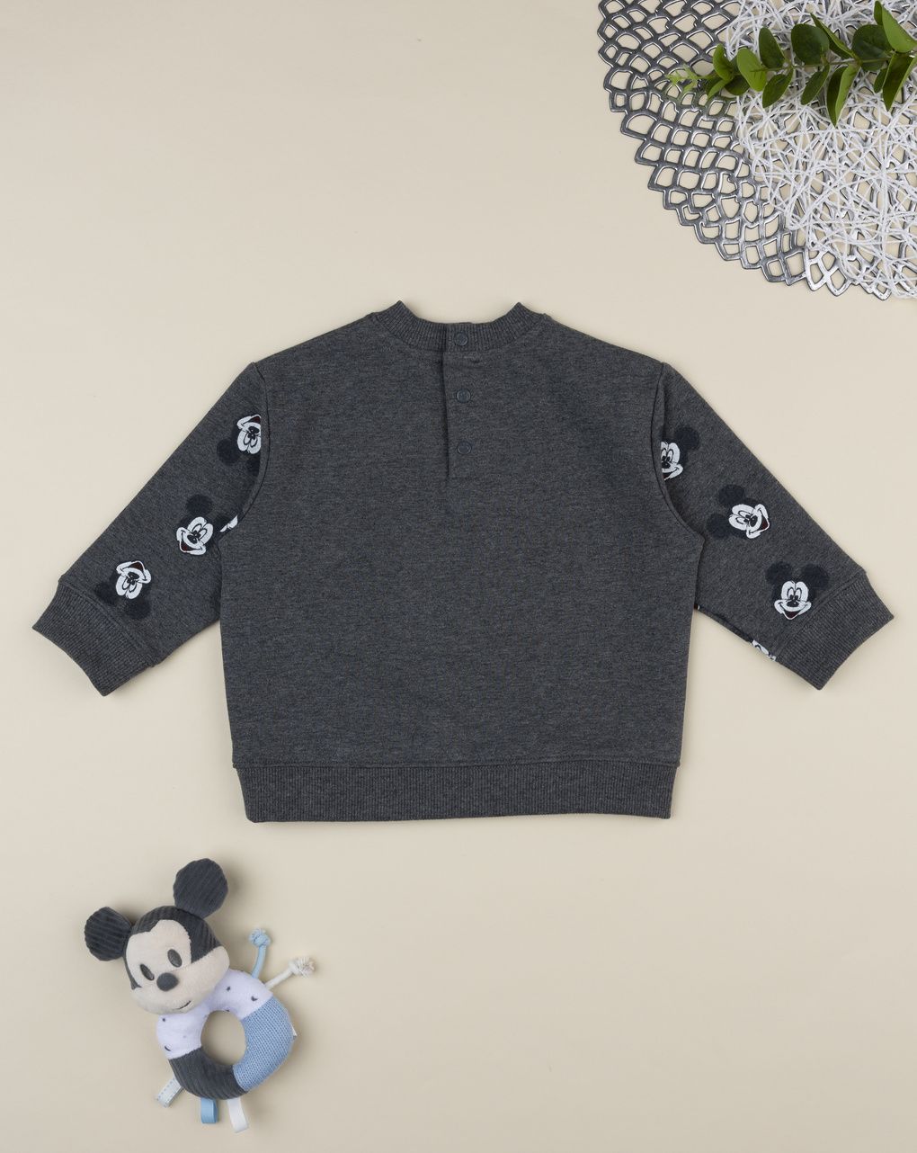βρεφική μπλούζα φούτερ γκρι mickey για αγόρι - Prénatal