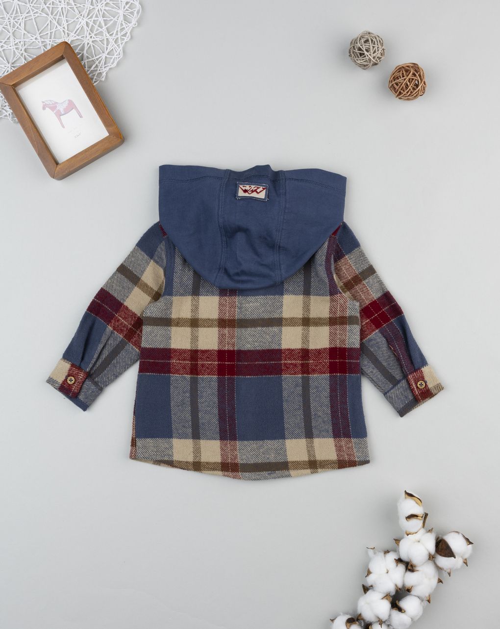 βρεφικό πουκάμισο καρό μπεζ/μπλε mountain για αγόρι - Prénatal